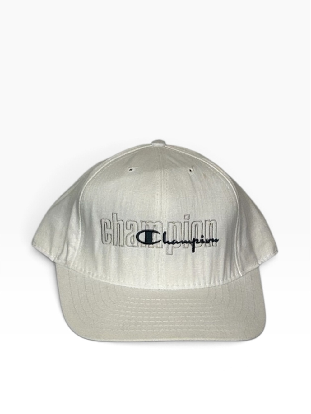 90s Champion White Adjustable Baseball Cap with Embroidered Logo